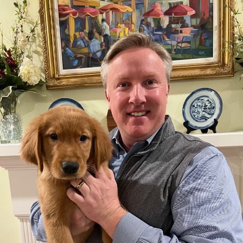Kern Campbell, MBA - with Banks the Golden Retriever